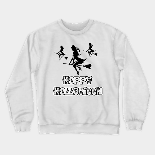 Pretty Halloween Witches - Happy Halloween - 1510201451 Crewneck Sweatshirt by Semenov